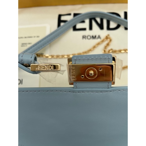 BRAND NEW FENDI LEATHER NAPPA FF BLUE BAGUETTE CHAIN BAG PURSE BOX NIB! - Picture 11 of 16